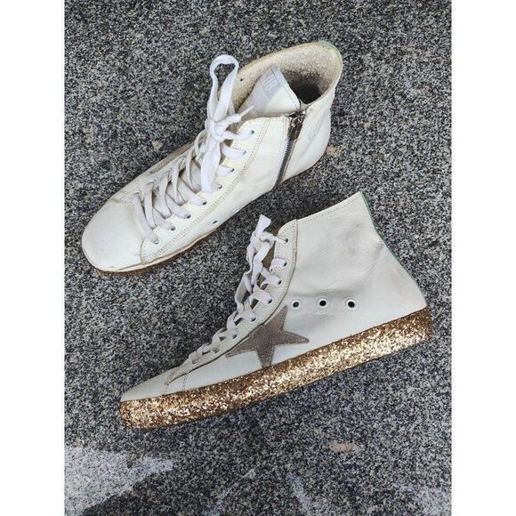 Golden Goose Leather Glitter Sneakers size 39 made In Italy - Picture 1 of 10